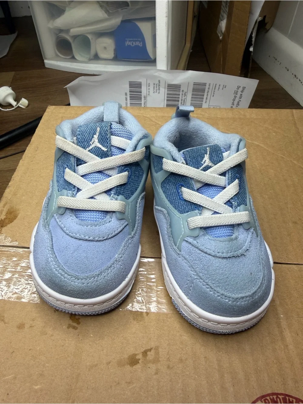 Jordan Kids Light Blue and White Sneakers